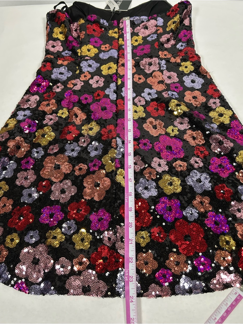 Angel Biba NWT Strapless Sequin Multicolor Floral Mini Dress M - Picture 13 of 14